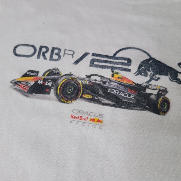 Hollister T-Shirt Mens M White Red Bull Racing F1 Graphic Relaxed Fit Tee - Picture 6 of 12